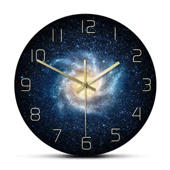 Galaxy החלל החיצון שעון קיר ערפילית כוכבים אמנות מופשטת היקום שקט שעון קיר בעיצוב מודרני עיצוב הבית אסטרונומיה מתנות
