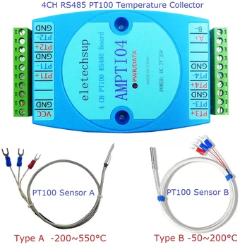 4CH -40~300 צלזיוס PT100 RTD חיישן טמפרטורה אספן מודול RS485 אנלוגי לקרוא Modbus RTU PLC הרחבת הלוח
