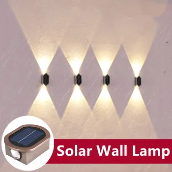 משושה LED סולארית מנורות קיר חיצוני עמיד למים אור למעלה ולמטה זוהר האור גינה מרפסת גדר קישוט תאורה