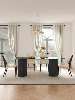 שולחן אוכל, כיסא משולב, מודרני, מינימליסטי בסגנון איטלקי אור יוקרה אליפסה שולחן אוכל, כיסא משולב