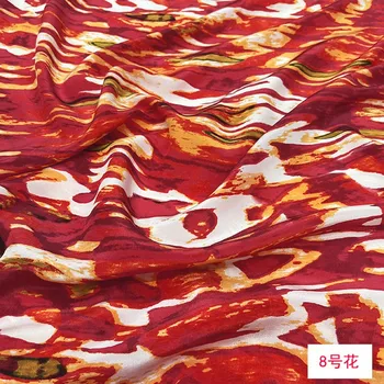 אדום צהוב לבן קרפ דה Chine בד משי שמלת החולצה תפירה חומר