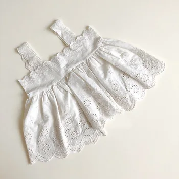 2020 קוריאני סגנון תחרה חלולה אפוד שמלת בגדים של תינוק שזה עתה נולד בנות שרוול ארוך Rompers פרחוני מודפס חמוד תינוקות סרבלים