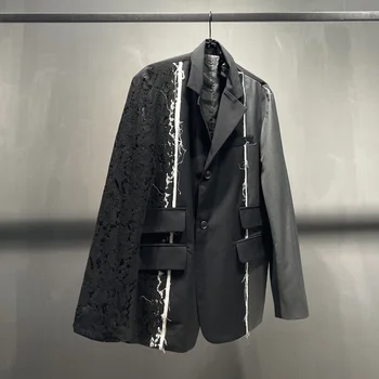 מגמה נישה עיצוב החדרת תחרה החליפה המעיל בלייזר גברים נשים קוריאני המקורי Wornout באיכות גבוהה מעיל אלגנטי